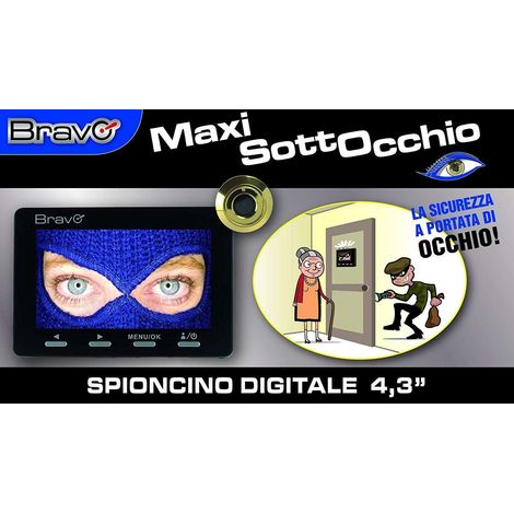 Spioncino Elettronico Digitale Maxi Sottocchio - Dimensioni 12x2,8x8h - BRAVO