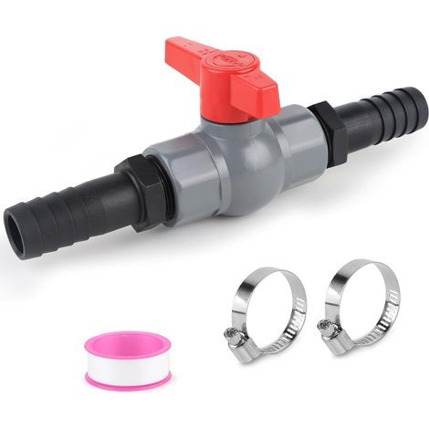 Ball Valve with PVC Pipe Fitting, Pool Stop Valve, Ball Valve for Pipes, Incl. 1 Stop Valve, 1" (32mm) Internal Thread, 2 x 25mm Pipe Fittings (1/5)