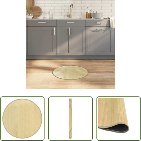 vidaXL Rund Teppich -  Teppich Rund Hell Natur 60 cm Bambus