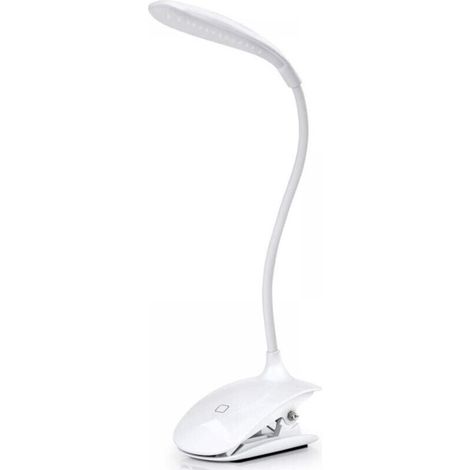 Led Book Reading Light - Rechargeable Clip-on Desk Lamp with USB Cable, 3 Brightness Levels to Choose - White (1/4)