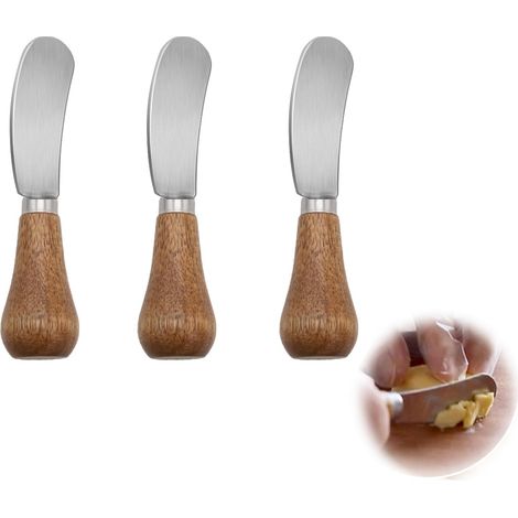 Käsemesser-Set – 3-teilig – Edelstahl und Holz – Ergonomische Antihaftklinge – Für Frühstück und Vorspeisen – Vertikales Design (1/5)