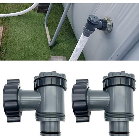 Lot De 2 Vanne de Entrée/Sortie pour Compatible avec Coleman, Intex, Bestway, Pompe de Filtre de Piscine Hors Sol, Adaptateurs 38mm Tuyau Piscine, Raccord pour Tuyau Piscine (Vanne Marche/Arrêt) (1/5)