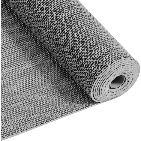 VEVOR Tapis de Drainage Antiderapant 90x500 cm, Caillebotis Piscine en PVC, Revetement de Sol pour Zones Humides Restaurant Piscine Terrasse Salle de Bain, Tapis Antifatigue Drainant en Rouleau, Gris (1/5)