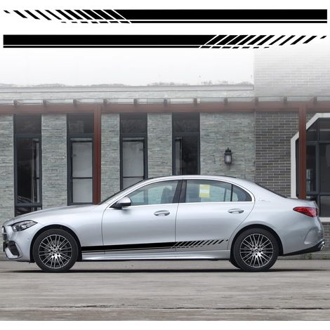 Auto-Motorhauben-Streifen-Aufkleber, universeller Racing-Karosserie-Seitenstreifen, Dachschürze, Stoßstange, modifizierter Vinyl-Aufkleber, Dekoration für Auto, SUV, Fahrzeug, Schwarz