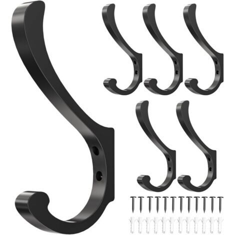 BUNTHAUS Lot de 6 Crochets Muraux Dorés, Robustes en Métal pour Vêtements, Manteaux, Clés - Design Élégant (1/5)