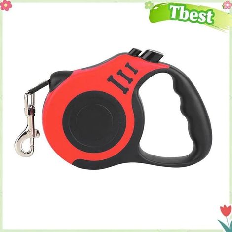 Tbest Laisse rétractable pour chien 1 Laisse Rétractable Antidérapante Pour Chien animalerie collier Rouge 500 cm / 196,9 pouces (1/5)