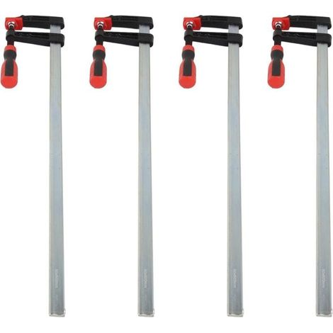 Lot de 4 pinces en F robustes pour barre de travail du bois, glissière rapide, kit d'outils à main de bricolage 80 x 600 mm (1/4)