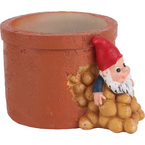 Petit pot de fleurs décoratif en résine, idéal pour la décoration de jardin et de bureau. (1/5)