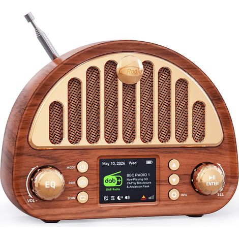 Radio Vintage Portable Dab+/Dab/FM avec Bluetooth 5.0 & 3000mAh Pile (1/5)