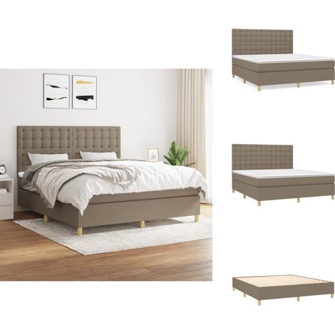 The Living Store Sommier à lattes de lit avec matelas Taupe 160x200 cm Tissu - Matelas à ressorts ensachés (1/5)