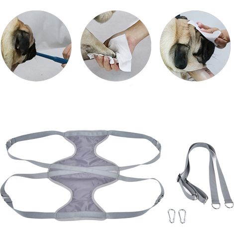 Hamac taille M pour la coupe des griffes des animaux, hamac de toilettage pour chats et chiens de petite et moyenne taille, gris. (1/5)