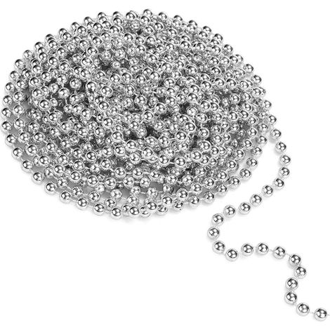 24ft Silver Metallic Bead Garland for Christmas Trees, Wreaths and DIY Decorations