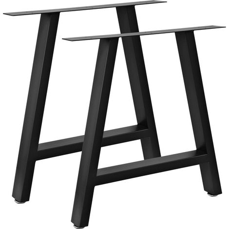 Bc-elec - HJJTS0015-B 2 Tischbeine aus schwarzem Stahl 70x72cm, Tischkupfer für Möbel, Tischbeine aus Metall mit verstellbaren Füßen.