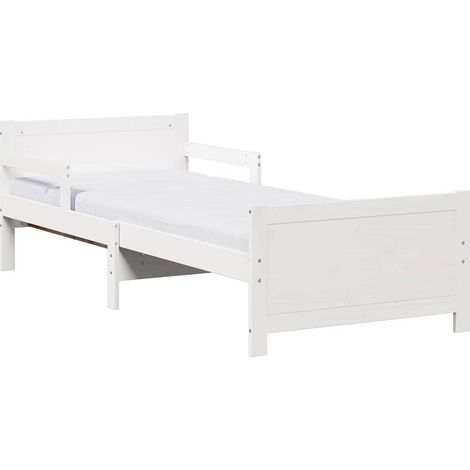 Lit simple,Lit Adulte,Cadre de lit avec matelas Blanc 80 x 200 cm Pin massif CFW430867 (1/5)