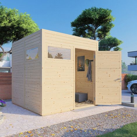 Abri de jardin bois Bertilo Cubo 2 19mm avec plancher 4,75m² natural (1/5)