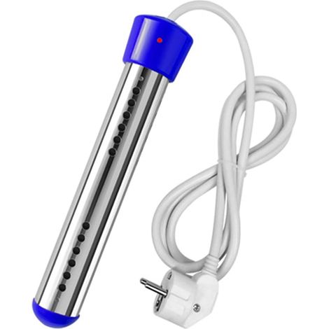 Ahlsen Calentador de agua eléctrico de 2000W, caldera, taza de inmersión de agua caliente, Macine de inmersión instantánea, calefacción portátil para piscina, enchufe europeo plateado (azul) (1/4)
