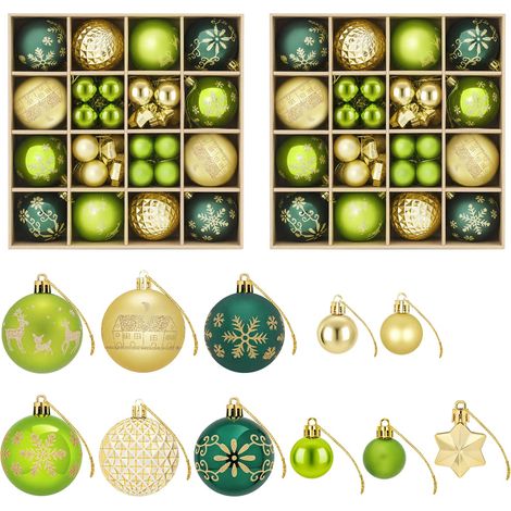 Christmas Ball Set 88 pcs Light Green, Gold and Dark Green vidaXL (1/5)