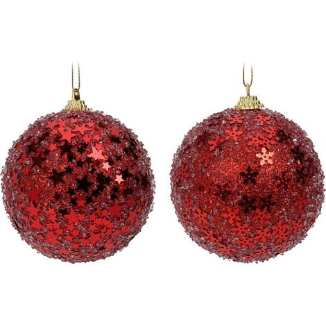12 rote Glitzer-Weihnachtskugeln (1/4)