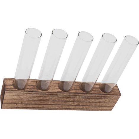 Station de propagation en verre pour plantes, terrarium de table avec support en bois, mini tubes à essai, décoration intérieure, 5 tubes (1/5)