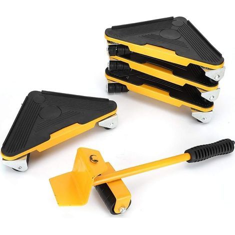 5 Piece Furniture Moving Tool Set Transport Lifter Roller Wheel Bar Hand Kit (1/5)