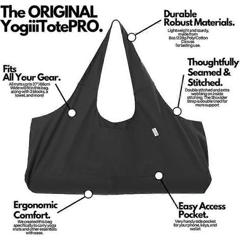 Grand sac pour tapis de yoga, grand sac de transport bandoulière pour tapis de yoga avec poche latérale (1/4)