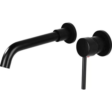 Mitigeur de lavabo 2 trous, mitigeur de salle de bain encastré pour eau chaude et froide, noir (1/5)