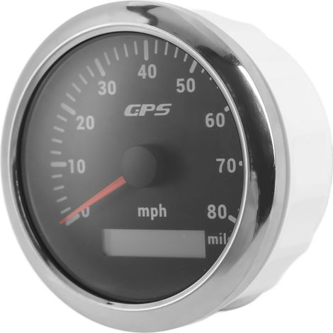 Compteur GPS 85mm/3.35in Odomètre 80MPH/H Acier Inoxydable Universel pour Voitures Moteurs Bateaux Noir (1/5)