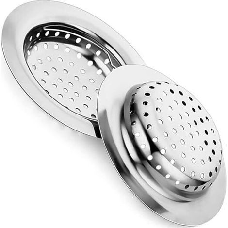 2pcs 11cm Tamis d'évier en acier inoxydable, filtre d'évier de vidange avec poignée pour salle de bain douche cuisine (1/5)