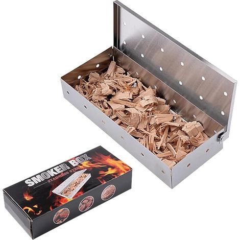 Boîte à fumer, boîte à fumer pour barbecue en acier inoxydable,pour fumer des aliments,pour barbecue à gaz, pour fumeurs, barbecues au charbon de bois et au gaz (1/5)