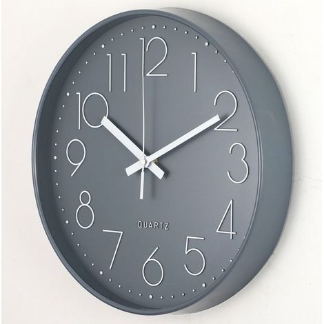 Horloge Murale Silencieuse,30 cm Pendules Murales Décorative Ronde, Murale Facile à Lire,Horloge Murale à Quartz pour Maison,Gris (1/3)