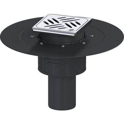 Siphon de sol Ecoguss avec bride adhésive DN 70, vertical, grille design