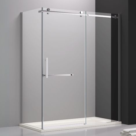 Porte de douche coulissante 160 cm + Paroi Latérale 80 cm (1/5)