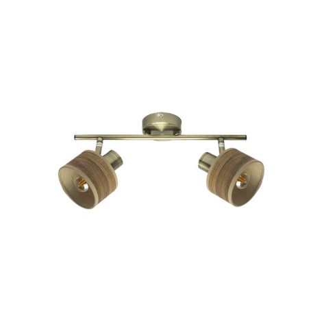 Nando 2xe14 striscia di faretti orientabili in pelle/marrone scuro 16x36,5x10 cm