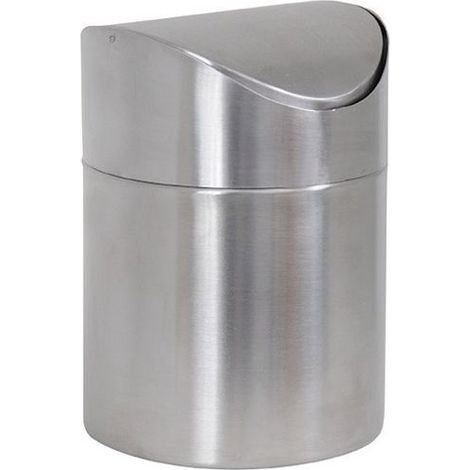 Poubelle à bascule de table ou cosmétique 1,5L Inox (1/5)