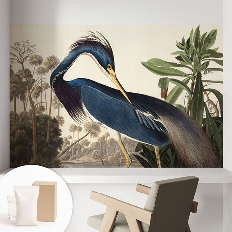 Papier peint intissé à motifs décoratifs pour salon chambre et bureau Décoration murale élégante avec colle Nature exotique 104x70 cm (1/5)