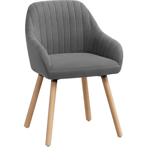 WOLTU 1x Kitchen dining chair Living Room Corner chair with Velvet Solid Wood Dark Grey (1/5)