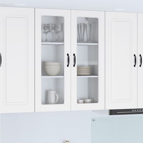 vidaXL Wall Glass Cabinet PORTO White 80 x 31 x 100 cm Engineered Wood (1/5)