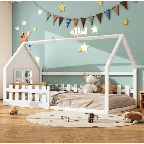 letto 90x200 casa bambini riposo bianco HAVRYA (1/5)