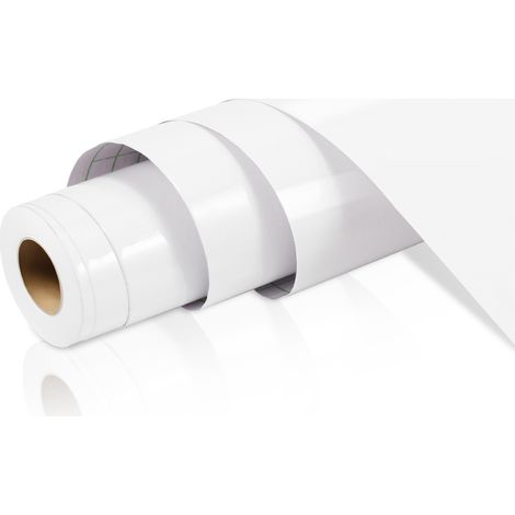 Wolketon Lámina de PVC autoadhesiva, lámina decorativa resistente al agua de 500×61 cm × 2, blanca (1/5)