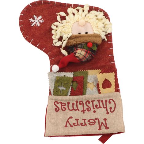 Bas de Noël en Non-Tissé avec Anneau Métallique, Décoration Festive pour Sapin de Noël (1/5)