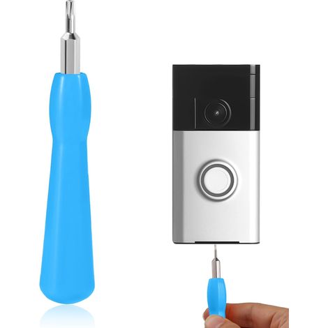 Tournevis de Sonnette Vidéo Double Extrémité Poignée, Embouts Torx T6 et T15 Remplacement Batterie, Mot de Passe Wifi (Bleu) (1/5)