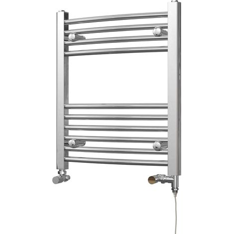 Zennor - Chrome Dual Fuel Towel Rail H600mm x W500mm Standard - Curved (1/3)