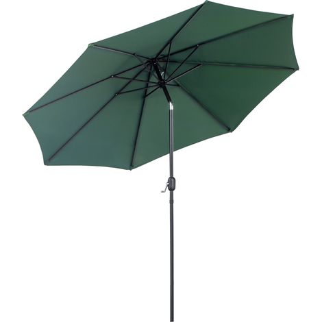 3(m) Tilting Parasol Garden Umbrellas, Outdoor Sun Shade with 8 Ribs, Tilt and Crank Handle for Balcony, Bench, Garden, Green