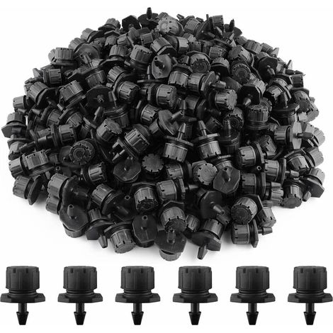 200PCS Goutteurs Irrigation Goutte à Goutte dripper, Buses de Gicleurs Émetteur Jardin, Arrosage Goutte à Goutte Automatique 360° Réglable DIY(noir) (1/5)