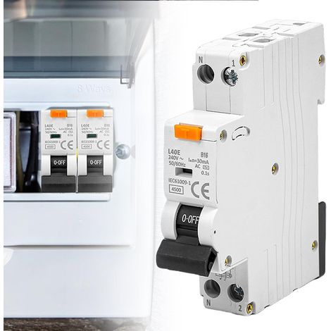 Interrupteur FI/LS 30 mA - Disjoncteur différentiel - 6 kA 1P+N type A B16/0,03 30 mA - Avec disjoncteur RCBO 16 A - Courant nominal RCD - 230 V - Type A - Montage sur rail DIN - Courbe B (1/5)