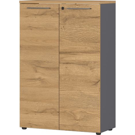 bümö Andratx Aktenschrank - 3 Ordnerhöhen   Graphit-Eiche