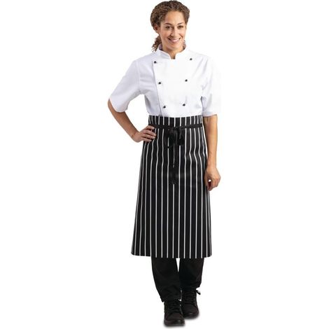 Tablier De Cuisine Whites Rayé Blanc Et Noir - Whites Chefs Clothing