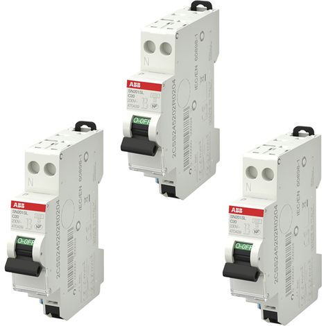 ABB Lot de 3 disjoncteurs automatiques Ph+N raccordement Rapide 20A-4,5Ka (1/3)