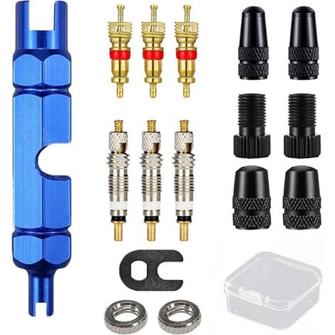 Valve Velo, 16 Pièces Presta Valve Cores, Valve Presta Set avec Demonte Obus Valve, pour Pneus de Vélo, VTT, Vélos de Route (1/5)