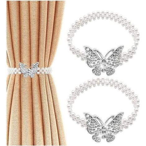 Online Store - 2 Pcs Embrasse Rideau Moderne Attache de Rideaux pour Rideaux Embrasse Rideaux Blanc Accessoires Décoration avec Butterfly et (1/5)
